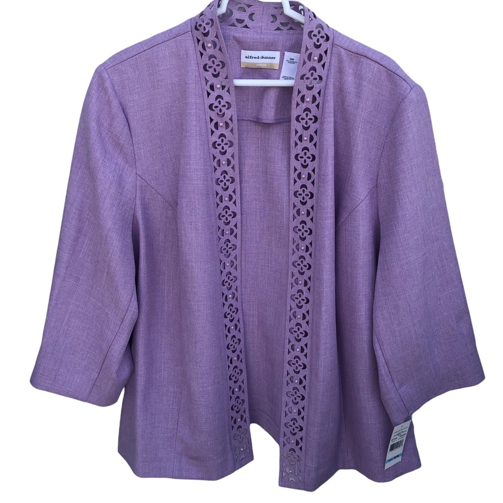 NWT Womens sz 20W plus size open front blazer/jacket pearls & cutout detail